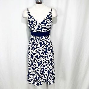 Ann Taylor Silk Navy Blue and White Spaghetti Strap Dress 2